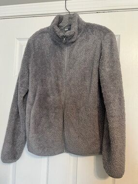 Gray Fuzzy Uniqlo Jacket